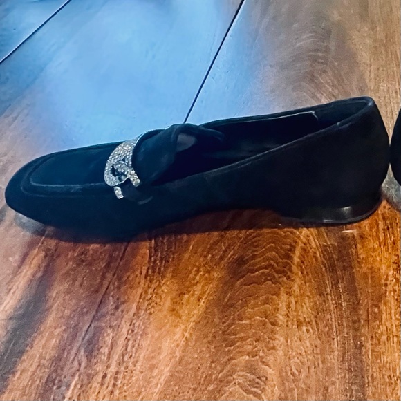 Donald Pliner | Black Halen Suede Loafer with Rhinestone Buckle 7.5 - Picture 8 of 16